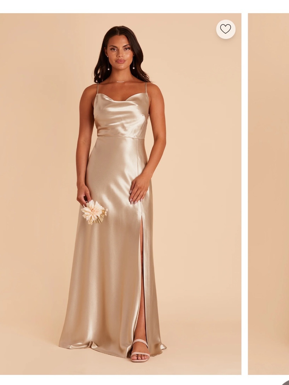 Birdy Grey Lisa Satin Maxi Dress in Neutral Champagne